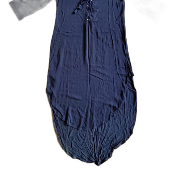 Faithfull The Brand Dark Blue Lace Up V-neck Tunic Shirt Dress Women's Sz Medium - Picture 3 of 9